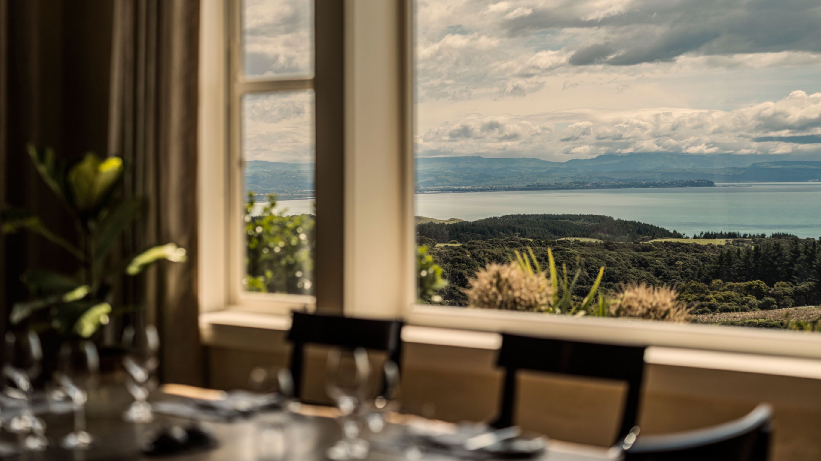 View of Hawke's Bay through dining room window